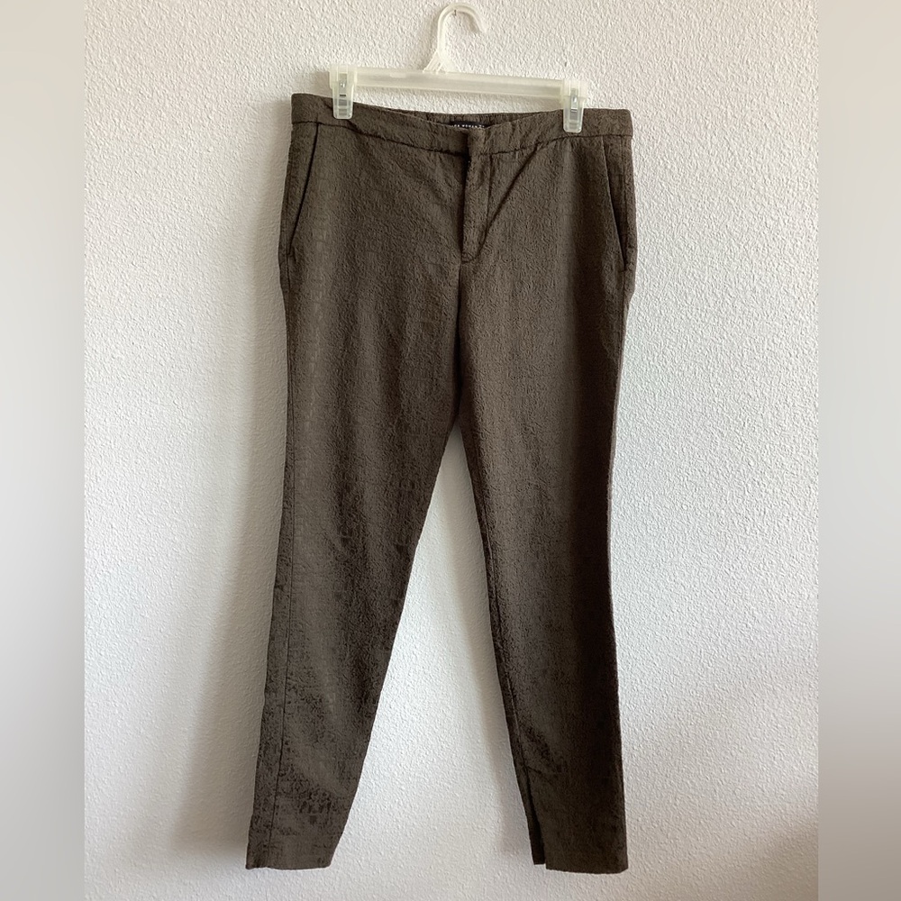 Zara Women’s Medium  Olive Green Brown Embroidered All Over Trouser Pants